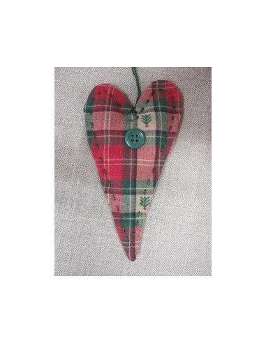 Coeur en tissu - rouge et vert