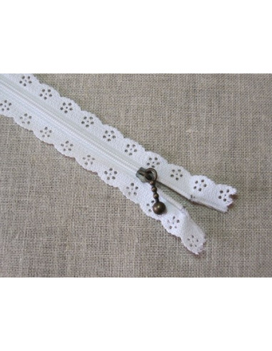 Fermeture éclair dentelle 20 cm - blanc