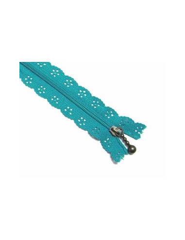 Fermeture éclair dentelle 20 cm - bleu turquoise