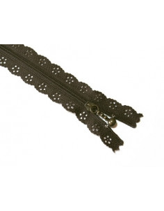 Fermeture éclair dentelle 20 cm - brun foncé