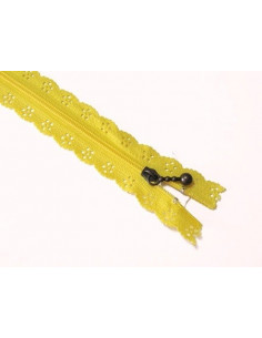 Fermeture éclair dentelle 20 cm - jaune