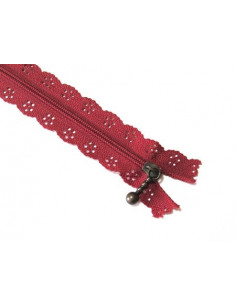 Fermeture éclair dentelle 20 cm - rouge foncé