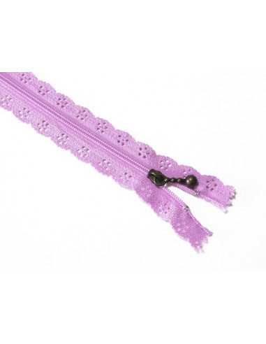 Fermeture éclair dentelle 20 cm - violet clair