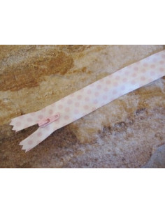 Fermeture éclair à pois 20 cm - rose