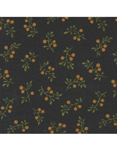 Tissu Patchwork - Feuillage sur fond noir