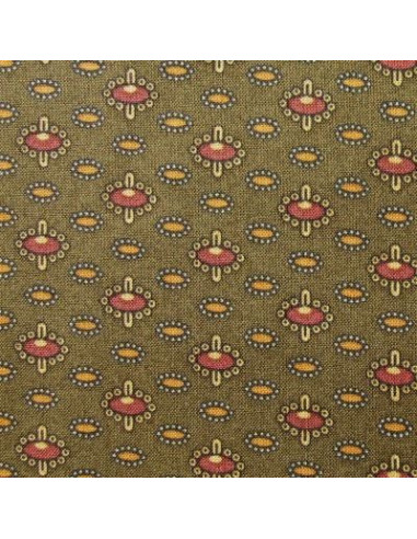 Tissu Patchwork - Petits motifs sur fond vert kaki