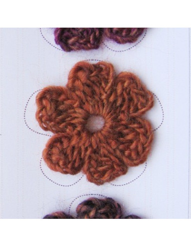 Lot de 3 fleurs en crochet - chiné prune,...