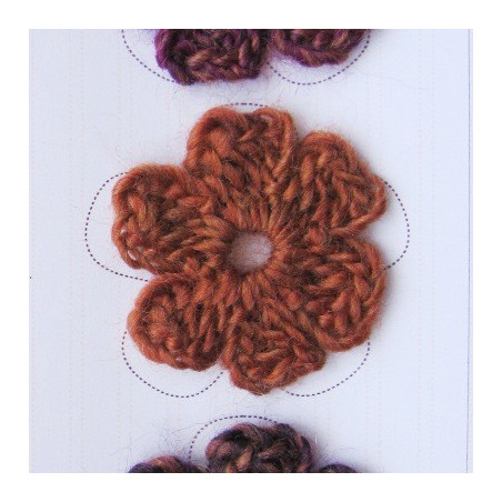 Lot de 3 fleurs en crochet - chiné prune, violet et orange