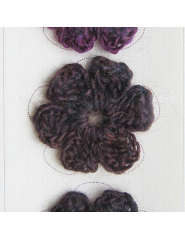 Lot de 3 fleurs en crochet - chiné prune et...