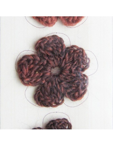 Lot de 3 fleurs en crochet - chiné brun orangé...