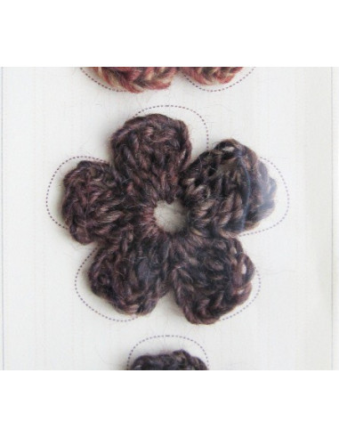 Lot de 3 fleurs en crochet - chiné brun orangé...