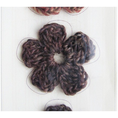 Lot de 3 fleurs en crochet - chiné brun orangé et brun foncé