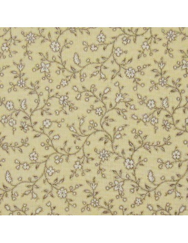 Tissu Patchwork - Petites fleurs - écru sur fond beige clair