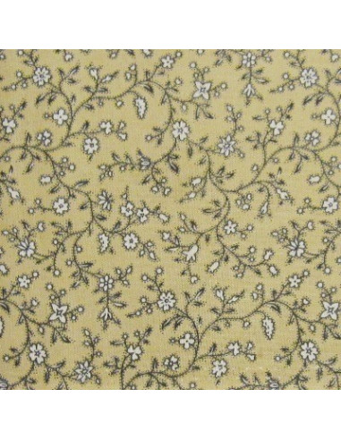 Tissu Patchwork - Petites fleurs - écru sur fond beige