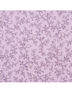 Tissu Patchwork - Petites fleurs - écru sur fond mauve