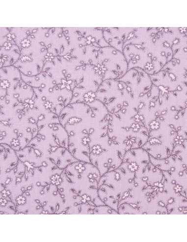Tissu Patchwork - Petites fleurs - écru sur fond mauve