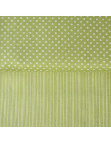 Tissu Patchwork - Pois et rayures - vert