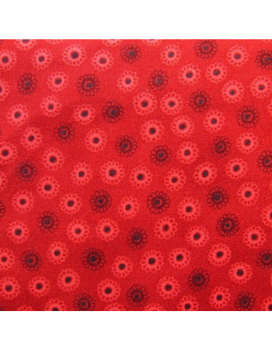 Tissu Patchwork - Fleurs - rouge