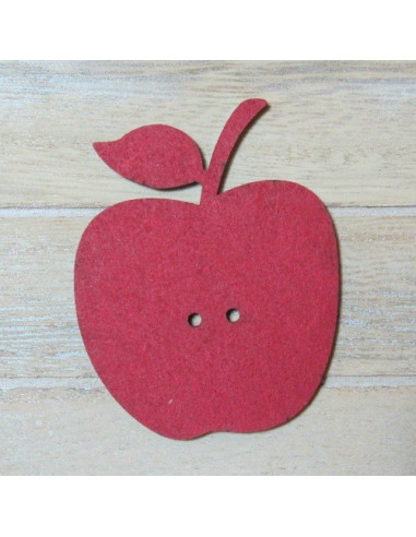 Bouton en bois - grande pomme rouge