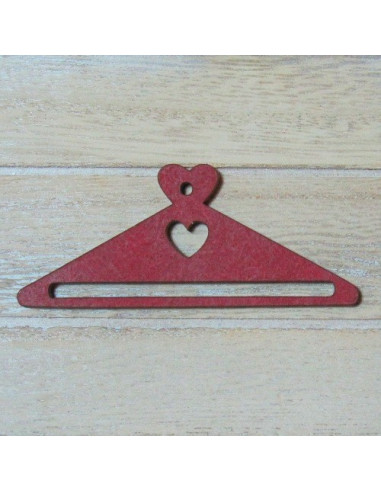 Mini cintre en bois - coeur rouge - 68 mm