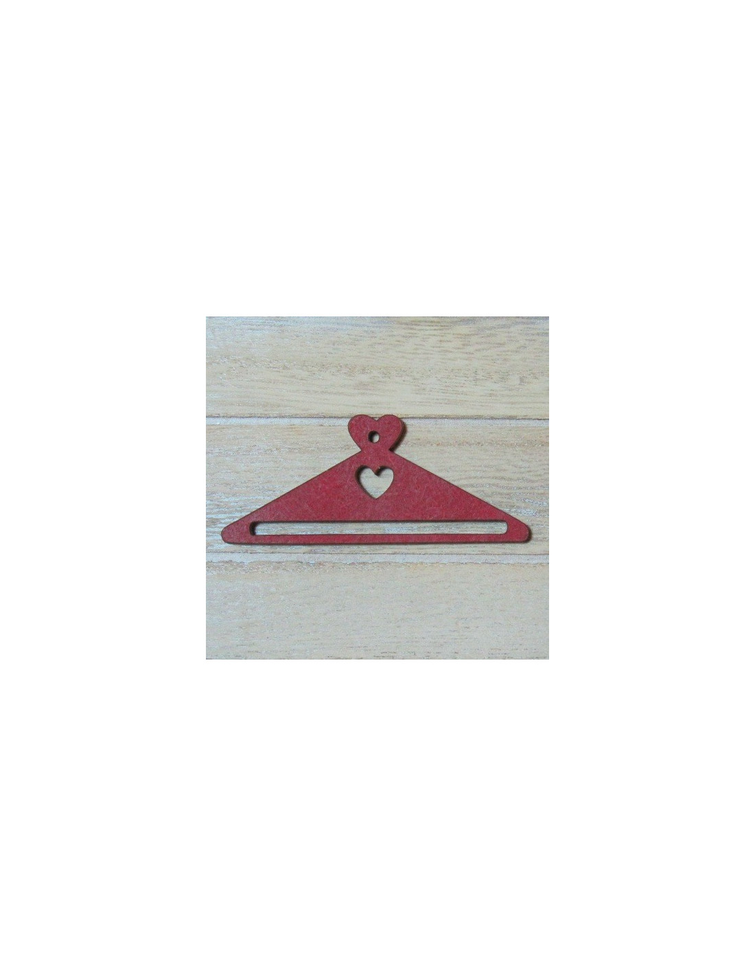 Mini cintre en bois - coeur rouge - 68 mm