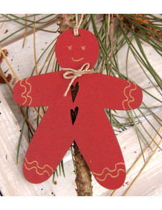 Déco de Noël à suspendre - Pain d'épices, bois rouge