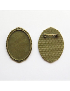 Broche ovale coloris bronze antique - 47 x 35 mm