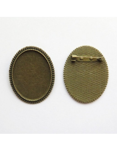 Broche ovale coloris bronze antique - 47 x 37 mm