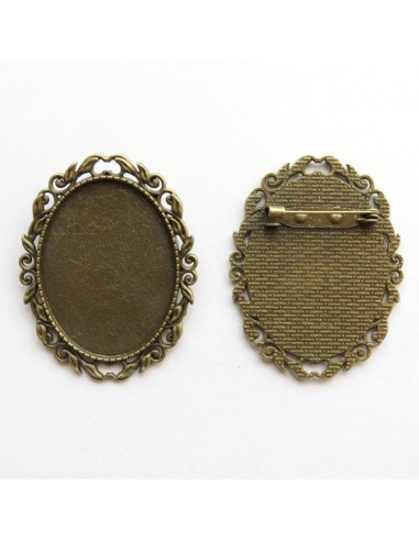 Broche ovale coloris bronze antique - 50 x 40 mm