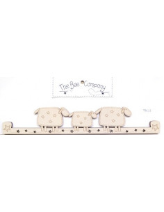 Cintre en bois - 3 moutons - 24.5 cm de large - crème