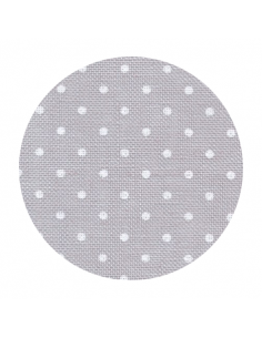 Toile de lin Zweigart Belfast coloris gris clair 7349 - Pois blancs