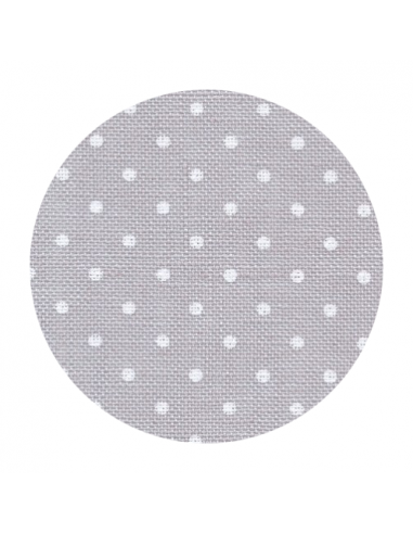 Toile de lin Zweigart Belfast coloris gris clair 7349 - Pois blancs