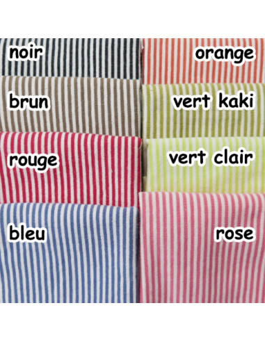 Coupons de tissu jersey rayé en coton - 20 x 50 cm