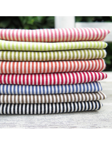 Coupons de tissu jersey rayé en coton - 20 x 50 cm