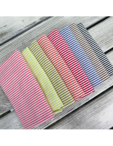 Coupons de tissu jersey rayé en coton - 20 x 50 cm