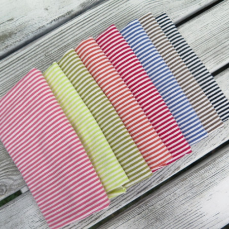 Coupons de tissu jersey rayé en coton - 20 x 50 cm