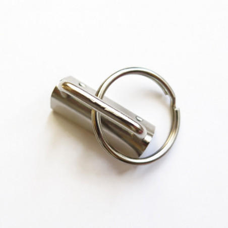 Fermoir pour porte-clés ruban avec anneau - 32 mm - argenté