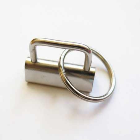 Fermoir pour porte-clés ruban avec anneau - 32 mm - argenté