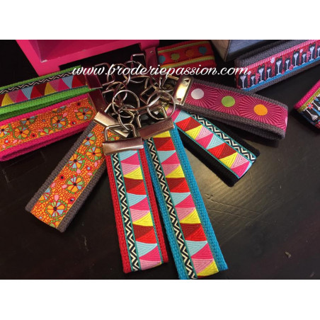 Fermoir pour porte-clés ruban avec anneau - 32 mm - argenté