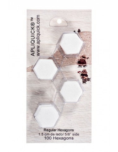 APLIQUICK ®™ - Hexagones prédécoupés en entoilage thermocollant - 100 pièces de 1.5 cm de côté