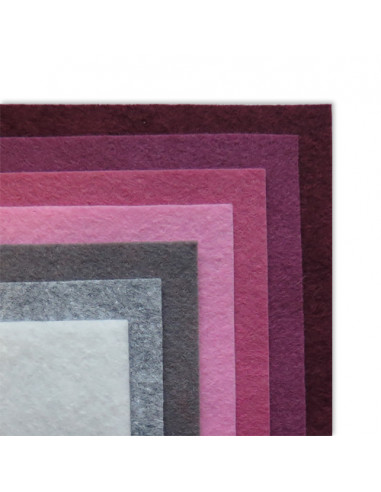 Assortiment de feutrines - Bordeaux, rose, gris et blanc