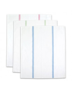 Linge/torchon blanc avec rayures bleues, vertes ou roses de Graziano