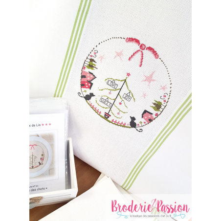Linge/torchon blanc avec rayures bleues, vertes ou roses de Graziano