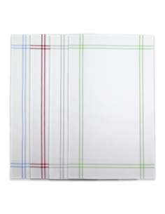 Linge / Torchon à broder ISA Graziano, blanc avec lignes vertes, grises, rouges ou bleues