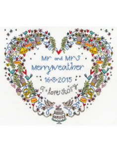 Kit de point de croix compté - Wedding Heart de Bothy Threads