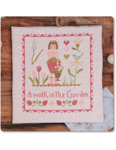 Madame Chantilly - A walk in the garden - fiche de point de croix compté