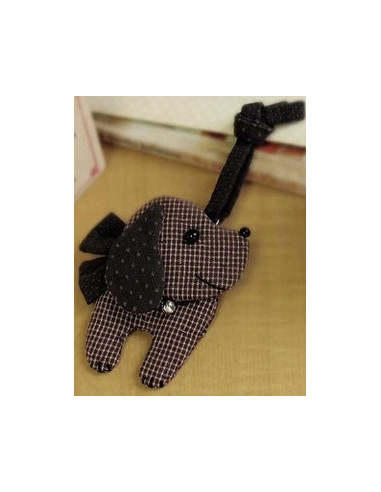 Kit de Patchwork - Porte clé chien brun foncé