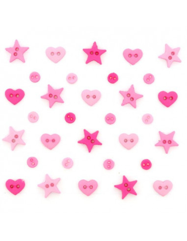 Lot de boutons Dress It Up - Micro Mini Shapes Hot Pink