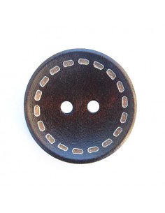 Bouton en bois rond avec bordure couture