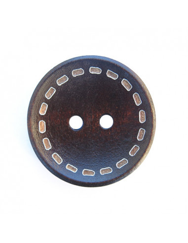 Bouton en bois rond avec bordure couture